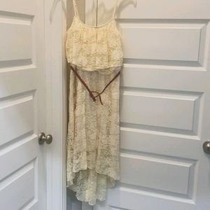 AUW Lace High Low Med Cream Dress